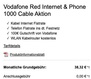 Apple AirPods Pro für 1€ + Vodafone Red Internet & Phone 1000 Cable für 42€ mtl. + 100€ Amazon Gutschein + 100€ Startguthaben