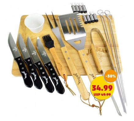 Jim Beam BBQ Grillbesteck mit Messer und Schneidebrett für 39,94€ (statt 58€)