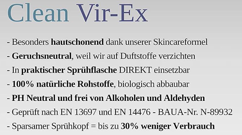 500ml Clean Vir Ex Desinfektionsmittel für 0,99€ zzgl. VSK (statt 6€)