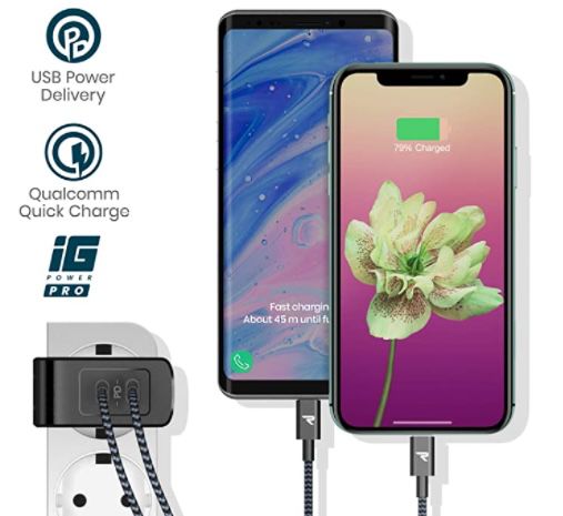 RAMPOW RBA03 USB C Ladegerät mit 2 Ports & 45W für 11,49€ (statt 23€)   Prime