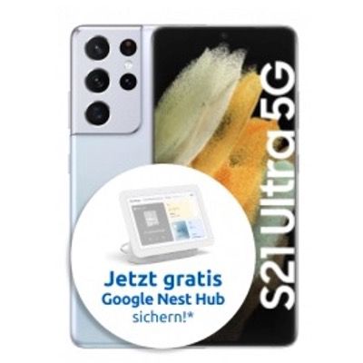 Samsung Galaxy S21 Ultra 5G 256GB für 249€ + Vodafone Allnet Flat 40GB LTE/5G für 44,99€ mtl. + Google Nest Hub gratis