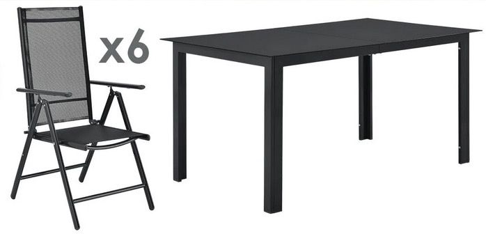 Juskys Aluminium Gartengarnitur Milano mit Tisch und 6 Stühlen in Dunkel Grau für 329,95€ (statt 380€)