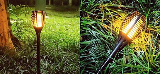 2er oder 4er Pack: TEQStone LED Solar Gartenfackeln mit Flammeneffekt ab 27,99€ (statt 40€)