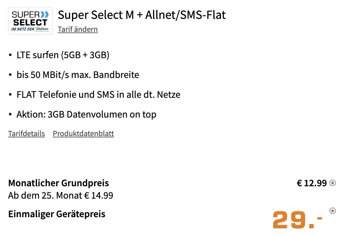 Apple iPhone SE (2020) mit 64GB für 29€ + o2 Allnet Flat mit 8GB LTE für 12,99€ mtl.