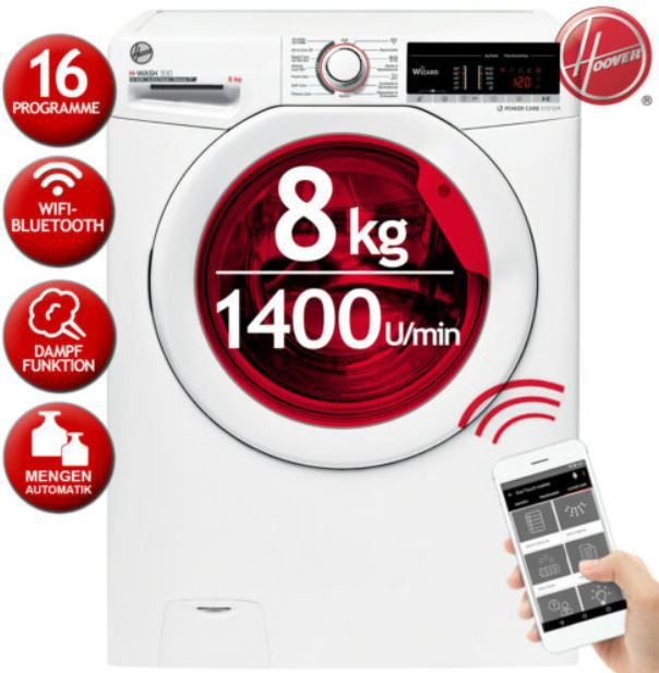 Hoover H3WSQ 483TAE 84 Waschmaschine 8 kg 1400 U/min für 289,90€ (statt 350€)