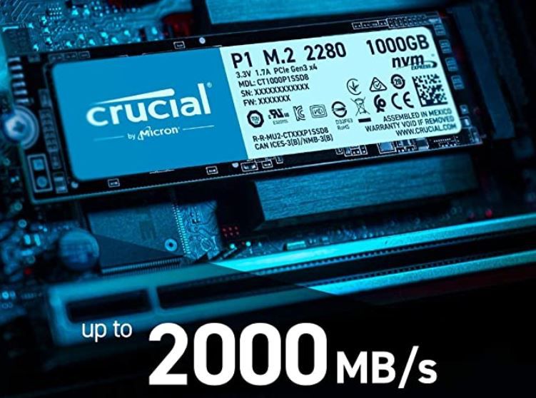 Crucial P1 2TB interne SSD PCIe NVMe M.2 für 139€ (statt 222€)