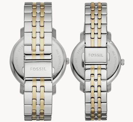 Fossil Lux Luther Damen + Herren Uhren Set Edelstahl Bicolor für 95,40€ (statt 159€)