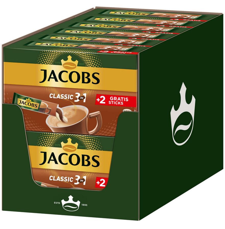 144er Pack Jacobs Löskaffee 3in1 Classic für 21,48€