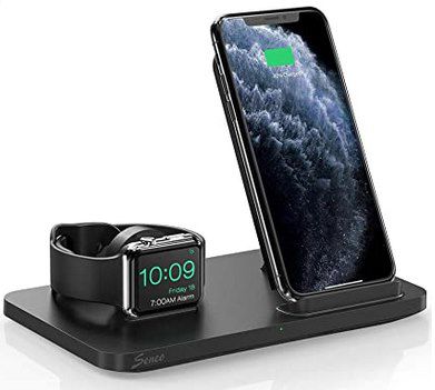 Seneo 2in1 Dual Qi Ladestation für Smartphone & Apple Watch für 17,59€ (statt 22€)   Prime