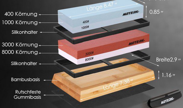 Meterk Schleifstein Set mit Winkelführung und Bambusbasis für 25€ (statt 36€)