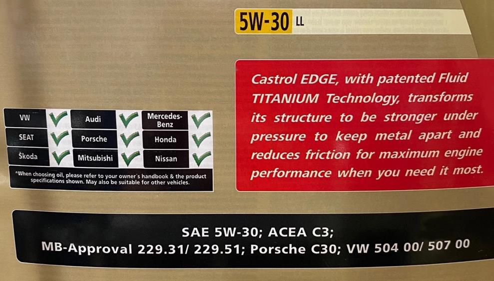 6 Liter Castrol EDGE Titanium FST 5W 30 LL Motoröl ab 49€ (statt 60€)