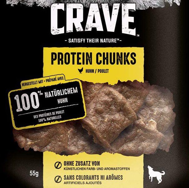 12 Beutel Crave Hundesnacks Protein Chunks mit 100% natürlichem Hauptbestandteil für 6,99€ (statt 24€)   MHD 03/2021