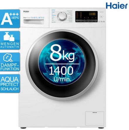 Haier HW80 B1439 Waschmaschine mit 8kg, Dampffunktion & AquaProtec für 299,90€ (statt 434€)