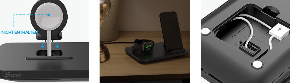 Seneo 2in1 Dual Qi Ladestation für Smartphone & Apple Watch für 17,59€ (statt 22€)   Prime