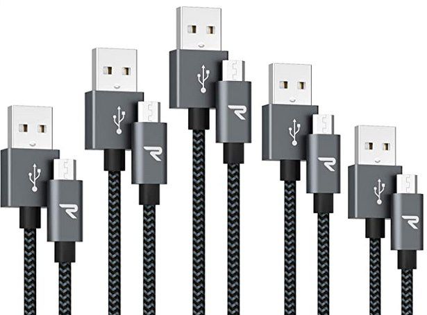 5er Pack RAMPOW Micro USB Schnellladekabel mit Nylon geflochten für 5,99€ (statt 12€)   Prime