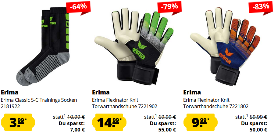 Erima Sale bei Sportspar ab 3,99€   z.B. Erima Club 1900 2.0 Präsentationsjacke ab 7,99€ (statt 21€)