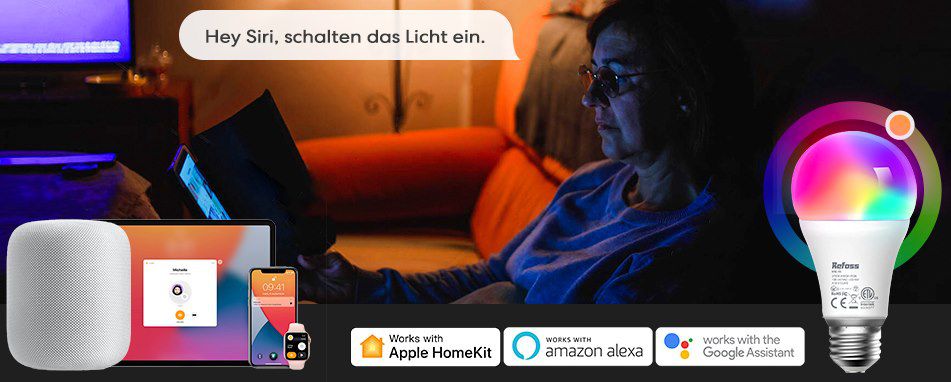 2er Pack: Refoss 9W RGB WLAN Glühlampe für HomeKit(!), Alexa & Google Home für 19,64€ (statt 25€)   Prime