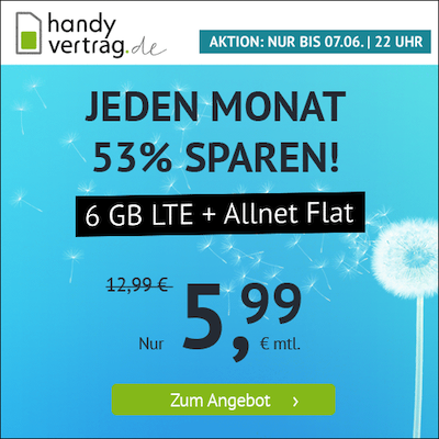 o2 Allnet Flat mit 6GB LTE für nur 5,99€ mtl. (oder 11GB für 11,11€)   auch ohne Laufzeit!