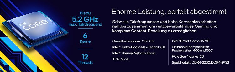 Intel Core i9 11900, LGA 1200 (Socket H5, Box) mit 8 x2,5 GHz für 377,10€ (statt 416€)