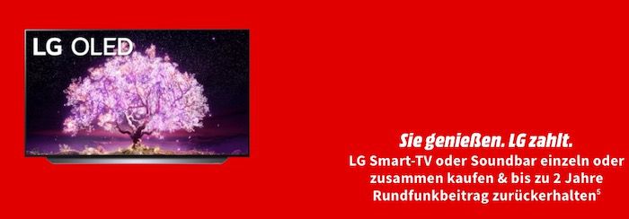 LG Smart TV und Soundbar Cashback Aktion   z.B. LG 77 OLED TV für eff. 4.984€ (statt 5.269€)