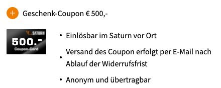 Vodafone Allnet Flat mit 30GB LTE für 30€ mtl. + 500€ Saturn Wertgutschein