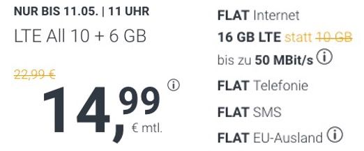 🔥 o2 Allnet Flatrate mit 16GB LTE für 14,99€ mtl. + auch monatliche Laufzeit (oder 8GB für 8,99€)