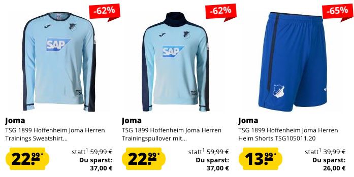 TSG 1899 Hoffenheim Sale   z.B. Kapuzenjacke in Restgrößen nur 23,99€ (statt 55€)