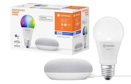 Ledvance RGBW E27 10W Leuchte + Google Home Mini Speaker für 22€ (statt 54€)