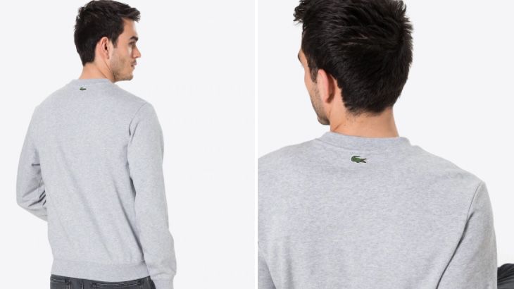 Lacoste Sweatshirt mit großem Brustlogo in Grau und Weiß für je 44,95€ (statt 88€)