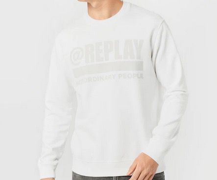 Replay Herren Sweatshirt in Weiß für 42,45€ (statt 100€)