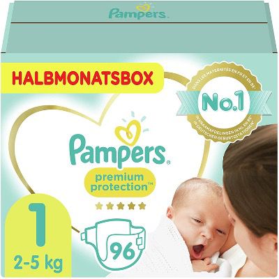 Pampers Deals durch Sparabo und Klick Coupon   z.B. Pampers Premium Protection 96 Stück Größe 1 für 10,12€ (statt 21€)