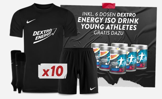 10er Nike Park VII Kids Trikotset inkl. Dextro Energy Aufdruck + 6 Dosen Dextro Energy Drink für 138,80€ (statt 240€)