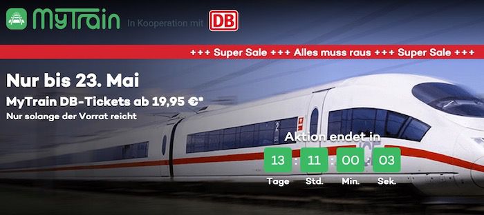 2x ICE, IC und EC Bahnticket für 39,90€ oder 1x für 21,90€   9 Monate gültig