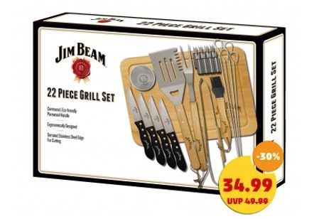 Jim Beam BBQ Grillbesteck 22 Teile für 39,94€ (statt 58€)