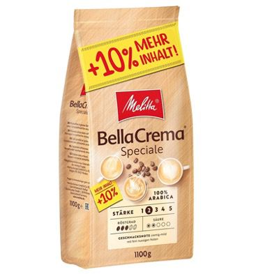 5x 1,1kg Melitta BellaCrema ganze Bohne ab 45,46€ (statt 55€)