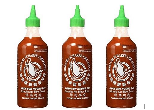 4x Flying Goose Sriracha Chilisauce 455ml in fruchtig scharf mit grüner Kappe ab 16,16€   Prime