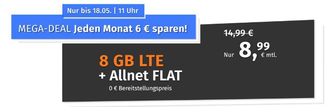 🔥 o2 Flat mit 8GB LTE von PremiumSIM nur 8,99€ mtl. + auch monatlich kündbar möglich