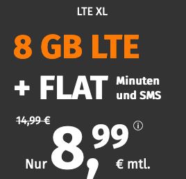 🔥 o2 Flat mit 8GB LTE von PremiumSIM nur 8,99€ mtl. + auch monatlich kündbar möglich