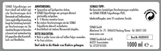 1 Liter Sonax Felgenreiniger säurefrei für Leichtmetallfelgen & Stahlfelgen für 6,49€ (statt 10€)   Prime