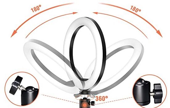 JEEMAK LED Ringlicht 10 Zoll mit Stativ und Handyhalter für 13,25€ (statt 22€)