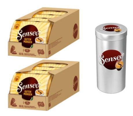100er Pack Senseo Guten Morgen XL Kaffeepads + Dose für 16,90€