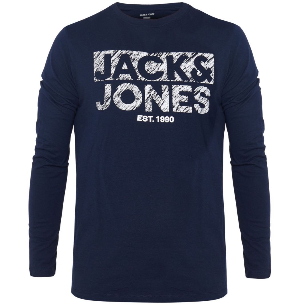 Jack & Jones Langarm Shirt mit Rundhals und Logo Print ab 7,49€ (statt 18€)