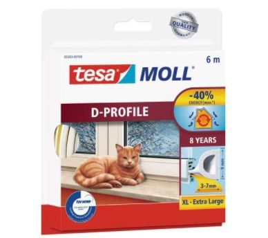 tesa moll D Profil Gummi Fenster  und Türdichtung weiss 6m für 3,25€ (statt 8€)   Prime