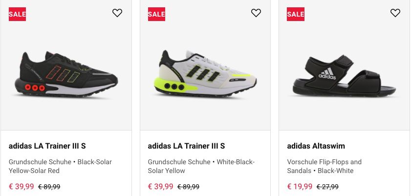 Foot Locker: bis 50% Rabatt auf adidas Kinderschuhe   z.B. adidas LA Trainer III S ab 29,99€ (statt 55€)