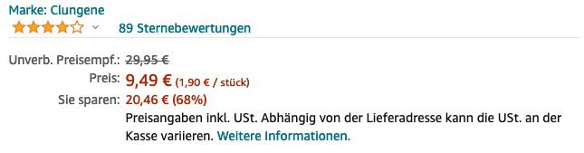 5x Clungene Corona Schnelltest für Nasen Abstrich für 9,49€   nur 1,89€ pro Stück