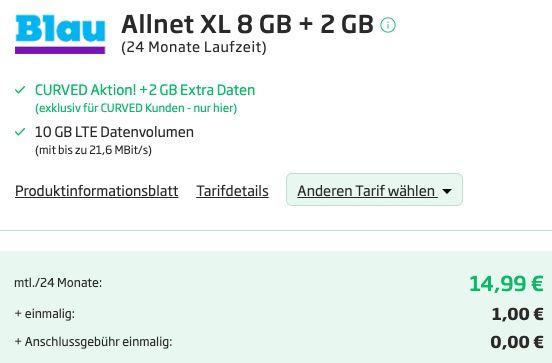 Xiaomi Redmi Note 9T für 1€ mit Blau.de o2 Allnet Flat mit 10GB LTE für 14,99€ mtl.