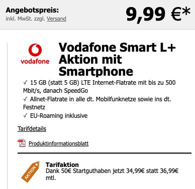 Samsung Galaxy S21 5G mit 256GB (!) für 9,99€ + Vodafone Allnet Flat mit 15GB LTE für 34,99€ mtl.