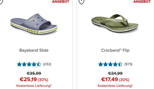 Crocs: Spätsommer Shopping mit 30% Rabatt + keine Versandkosten