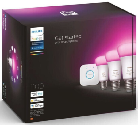 3x Philips hue White & Color Ambiance E27 + Bridge für 89,99€ (statt 123€)