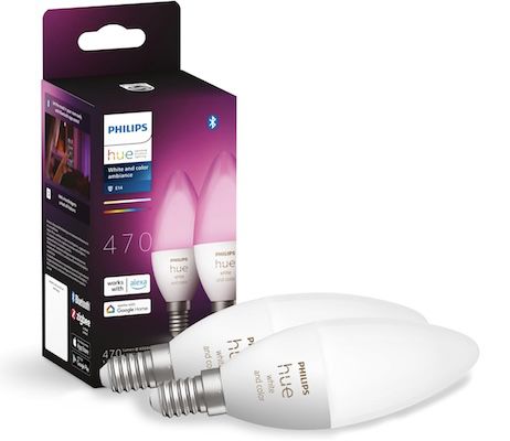 💡2er Pack Philips Hue White and Color Ambiance E14 LED Kerze für 59,95€ (statt 74€)